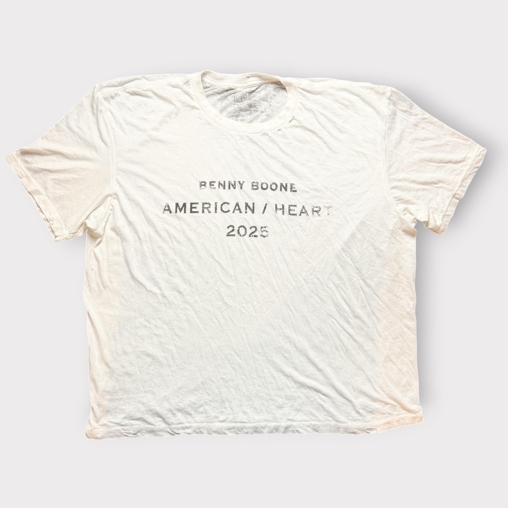 Benson Boone American Heart 2025 Graphic T-Shirt White Large Distressed Tour Tee